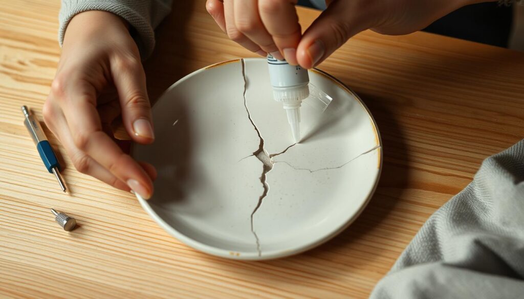 memperbaiki piring retak